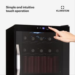 Klarstein Drankkoeler Coachella 60 - 60 liter drankkoeler met wifi, glazen deur, ledverlichting, 3-18 °C, 3 metalen schappen, gebalanceerd licht, energie-efficiëntieklasse E, zwart - Drankkoelkast Drankenkoelkast - Touch - RVS — thumbnail 4