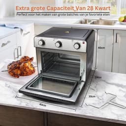 Luxe Heteluchtoven – Airfryer – Multifunctionele Combi Oven – Eenvoudige Bediening – Alles in één – 15L Inhoud – Met Bakplaat – Zilver — thumbnail 6