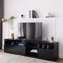 Zwart modern TV-meubel, helder paneel, variabele LED-verlichting, woon- en eetkamer 180cm — thumbnail 16