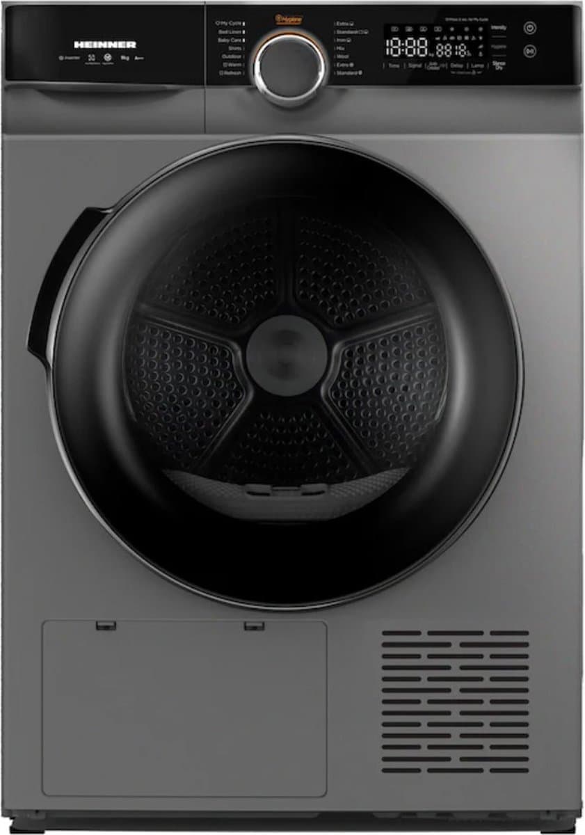 Heinner Warmtepompdroger - 9 KG - Wasdroger - 14 Programma's - Antikreukfunctie - LED display - Trommelverlichting - Antraciet — afbeelding 1