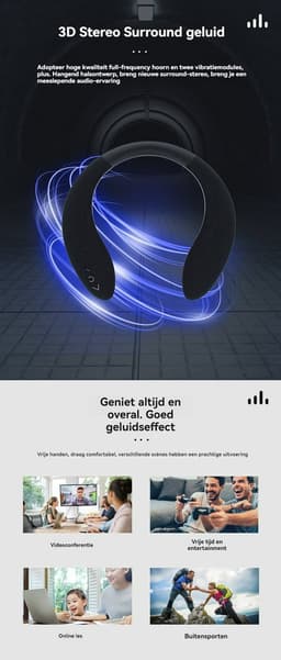 Draadloze sport speaker-Draadloze Nekband Bluetooth Speaker-luidspreker Halter Portable Bluetooth -luidspreker 3D Stereo Bass Wearable — thumbnail 3