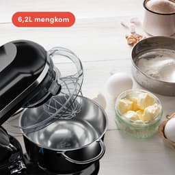 KitchenBrothers 2000W Keukenmachine - Keukenrobot - 6,2L - Mixer met Mengkom - Keukenmixer - BPA-vrij - Zwart — thumbnail 6