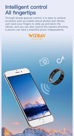 WizBay Premium Select® Smart Ring LED Dark Grey Zilver - Maat 9 - Hartslag Slaap Zuurstof - Gesture - Multi Sport Modi — thumbnail 4