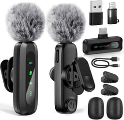 Strolox® Draadloze Microfoon Pro - 2 Stuks - Lavalier - Windshields - Dasspeld - Lange Batterij - USB-C/Lightning - Plug & Play — thumbnail 1