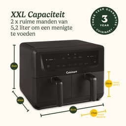 Cuisinart - XXL Dual-Zone Airfryer - Heteluchtfriteuse 2x5,2 - 2400W - 7 programma's - PFAS-vrije keramische coating - 2 manden voor tot 12 porties - Zwart — thumbnail 5