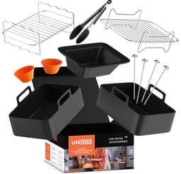 UNBOX Airfryer Accessoires - Geschikt voor Dual Airfryers - Ninja Foodi AF300 AF400 AF451 - Dubbele Airfryer - Inclusief Airfryer Siliconen Bakje & E-Book — thumbnail 9