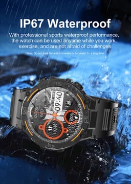 Knobbout 1.52" (3.8cm) Schokbestendig Sport Smartwatch - Zijwaartse LED-verlichting-Bloeddrukmeting, hartslag monitoring en bloedzuurstof (SpO₂)-controle- Bluetooth belfunctie - Sedentaire herinnering-Sedentaire herinnering-Zwart stall+ siliconenband — thumbnail 10