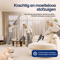 Samako Steelstofzuiger Draadloos - 450W - Kruimeldief - 4 Opzetstukken - Stofzuiger 32kPa zuigkracht - Zonder zak op accu - CleanDetect — thumbnail 9