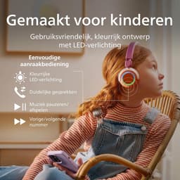 PHILIPS TAK4200MP 4200-serie On Ear draadloze opvouwbare hoofdtelefoon voor kinderen - 45 uur afspeeltijd, beperkt volume, Audio delen, laadkabel meegeleverd - Ambiant verlichting - Magenta Paars — thumbnail 6