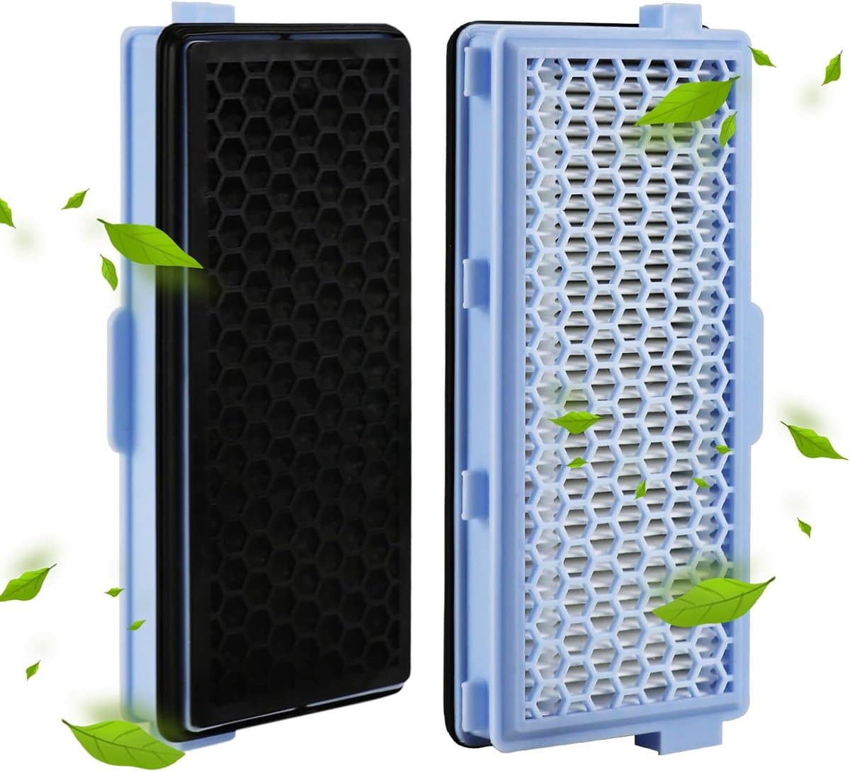 Actieve Hepa Filter Set 2 Stuks Geschikt Voor Miele Classic Compact C1, Complete C2 & C3 - Vervangbaar - Stofzuiger Onderdelen - Stofzuigerfilter - Filter Onzuiverheden - Blauw — afbeelding 1