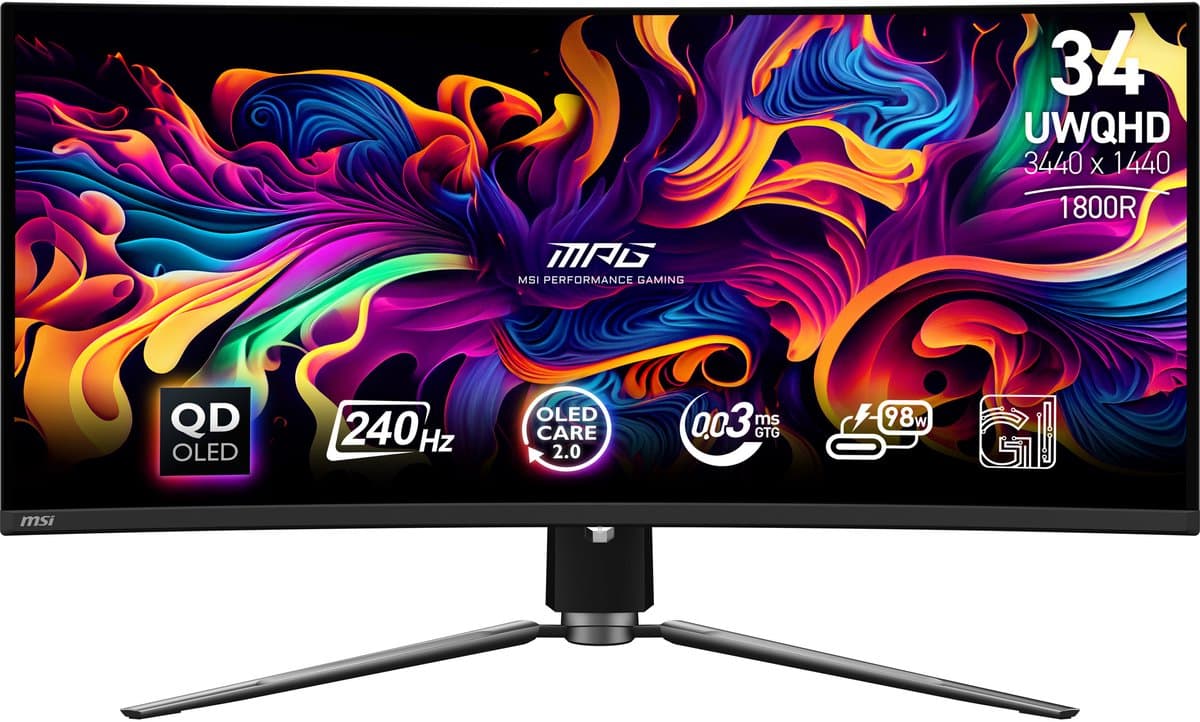 MSI MPG 341CQPX QD-OLED - UWQHD Ultrawide Gaming Monitor - 34 inch - 240hz - USB-C PD 98W — afbeelding 1