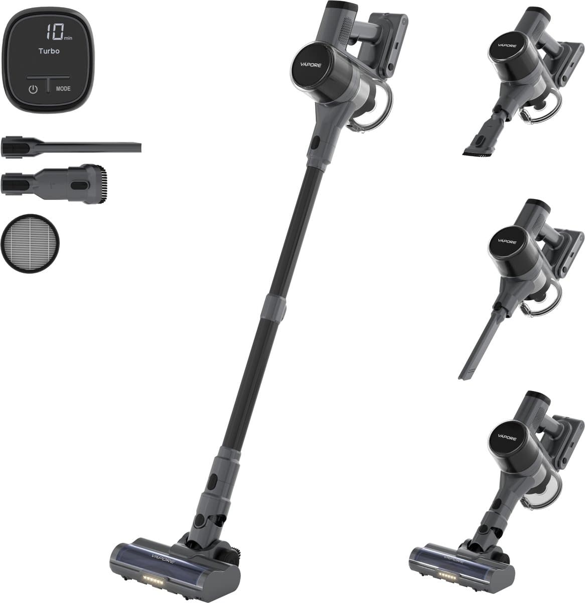 Vapore Steelstofzuiger Draadloos - 47 Minuten Accuduur - 350W - Snoerloze Stofzuiger - Stofzuiger Zonder Zak - Op Accu - Vacuum Cleaner - Kruimeldief - Draadloze Steelstofzuiger - Zwart — afbeelding 1