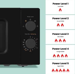 Royalty Line MW-20 Magnetron - Microgolfoven - 20 Liter - Microgolf - Microgolfoven - Vrijstaande Magnetrons Met 5 Vermogensniveaus - Zwart — thumbnail 5