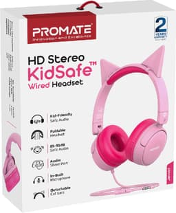 ProMate® Bedrade Kinderhoofdtelefoon, Premium Afneembare Kattenoor Kinderheadset met Microfoon, 85dB tot 95dB Geluidsregeling, AUX Deelpoort en Zachte Kussens, voor Smartphones, Laptops, Mp3-speler, Jewel BubbleGum — thumbnail 7