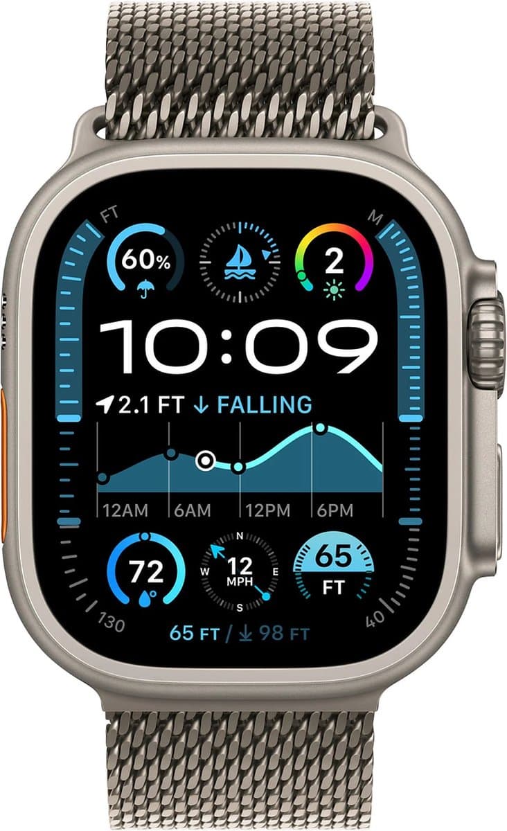 Apple Watch Ultra 2 GPS + Cellular 49mm Natural Titanium Case with Natural Titanium Milanese Loop - S — afbeelding 1