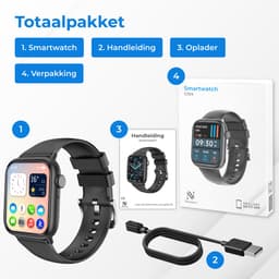 Nuvance - Smartwatch Heren & Dames met Bluetooth - 45mm - Geschikt voor alle Smartphones - Stappenteller & Hartslagmeter - Zwart — thumbnail 11