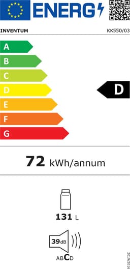 Inventum KK550 tafelmodel koelkast energiezuinig - 131 liter - Zonder vriesvak - 55 cm breed - Superkoelen - Led-verlichting - Energielabel D - Vrijstaand - Wit — thumbnail 2