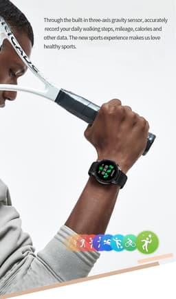 GALESTO Smartwatch Luxe - Gratis Stalen Band - Smartwatch Dames - Heren Smartwatch - Activity Tracker - Fitness Tracker - Met Touchscreen - Siliconen band - Horloge - Stappenteller - Bloeddrukmeter - Verbrande calorieën - Waterbestendig - Zilver — thumbnail 5