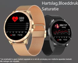 Belesy® BQSiRgSk Pro Skull - Smartwatch Dames – Smartwatch Heren - Horloge - 1.28 inch - Kleurenscherm - Stappenteller - Bloeddruk - Hartslag - 75+ Wijzerplaten – Sporten – Rose goud – Staal - Siliconen – Skull - Zwart - Kerstcadeau — thumbnail 18