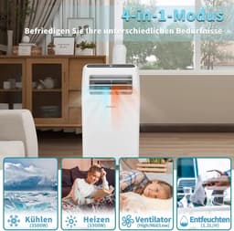 ITRONIQ Mobiele Airco 12000 BTU Met Wifi - 4-in-1 Airconditioner - Koelen - Verwarmen - Ontvochtigen - Ventilator - Smart - Wit — thumbnail 7
