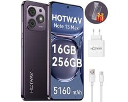 HOTWAV Note 13 Max mobiele telefoon senioren - Smartphone - 256GB - Paars - mobiele telefoon zonder abonnement - 2 jaar garantie - Met Transparante Hoes - 4G Dual SIM