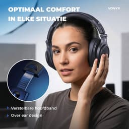 DJ koptelefoon - Vonyx HDX120DB - Over ear koptelefoon - Studio koptelefoon - Opbergtas - Donkerblauw — thumbnail 2