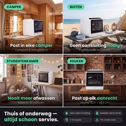 Ventux® Mini Vaatwasser Incl. App – Afwasmachine – 5 Programma’s – 900 Watt – 42,5 x 42,8 x 45,8 cm - Wit — thumbnail 7