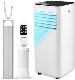 SereneLife Mobiele Airco - 9000 BTU - Airconditioner met Verwarming - WiFi - Koelen, Verwarmen en Ontvochtigen - Inclusief Raaminstallatiekit - Grijs — thumbnail 1