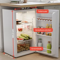 KitchenBrothers Koelkast - 92L - Tafelmodel - IJskast - Frigo - Vrijstaand - Wit — thumbnail 5