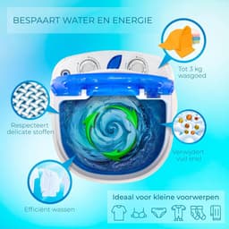 Quvo® Camping Wasmachine - Mini Wasmachine - Wasmachines - Capaciteit van Kleding 3 kg - Laag Water- en Energieverbruik - Wit - 36cm x 37cm x 53cm — thumbnail 10