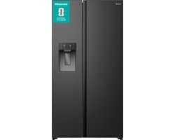 Hisense RS5P528STFE - Amerikaanse koelkast – Zwart - No-Frost - 178 cm hoog - 528 liter - Energielabel E - Invriesvermogen 10 kg/24u - Geluidsniveau 40 dB(A) - IJs- en waterdispenser - LED Display - FastFreeze - Deuralarm - Interverter Compressor