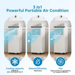 Novari 3 in 1 Airconditioner - Airco - Koeler - Ventilator - Ontvochtiger - Klimaat beheersing - 24 uur timer - Afstandsbediening — thumbnail 6