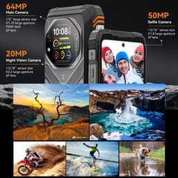 OSCAL TANK 1 Robuuste Smartphone 5G - 48GB RAM - 512GB ROM - 6,78 inch 2,4K FHD+ 120Hz - 20000mAh - 64MP + 50MP Camera, 20MP Nachtzicht - 170LM Dubbele LED-lamp - 100dB luidspreker - IP68/IP69K Outdoor Telefoon - Android 15 - NFC GPS - Zwart — thumbnail 11
