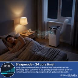 Erikssøn Mobiele Airco - 10.000 BTU - Incl. Raamafdichtingskit - Tot 30m² - 4-in-1 - Airconditioning - Ventilator - Ontvochtiger - Wit — thumbnail 9