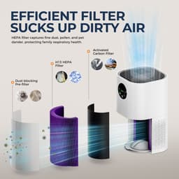 Luchtreiniger - Luchtbevochtiger - 2-in-1 Luchtreiniger & Luchtbevochtiger – H13 HEPA Filter – Tegen Allergieën, Huisdierenhaar & Rook – Stil & Automatische Stand – 9 Min Reiniging – Wit — thumbnail 3