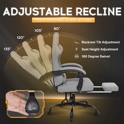 Homaxy - Game Stoel - Gaming Stoel - Gaming Stoel - Ergonomische Bureaustoel - Gamestoel - Verstelbaar - Gaming Chair - Inclusief voetensteun - Grijs — thumbnail 6