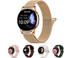 Evy24 Smartwatch Pro 42mm - Smartwatch Dames - Horloge met Belfunctie - Sporthorloge Dames - AMOLED - Bloeddrukmeter - Stappenteller - Android en iOS - Roségold