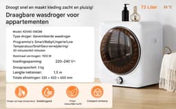 Mini Trommeldroger 3 Kg - 1350W Afvoerdroger Met 8 Programma's, NTC Sensor, Wandmontage - Wit — thumbnail 5