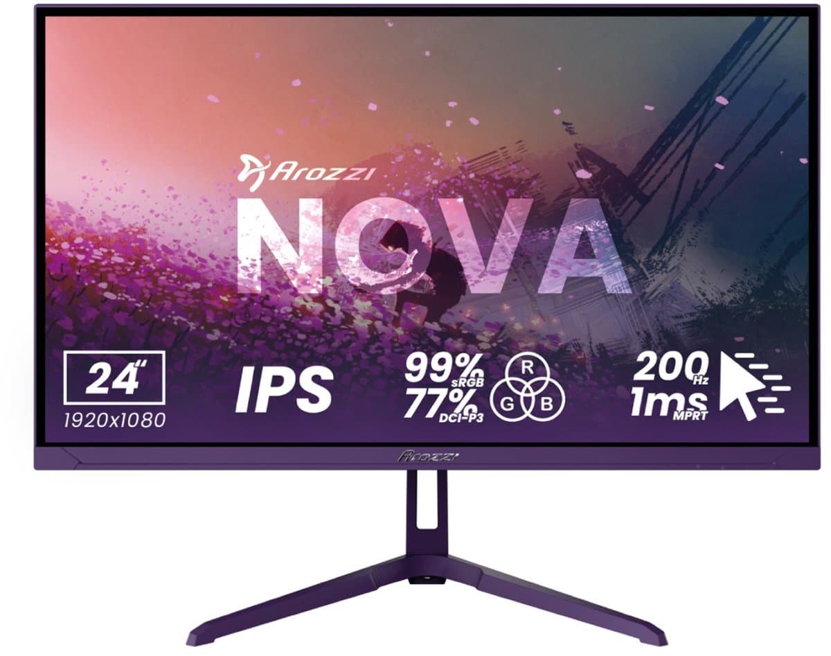 Arozzi Nova 24" Gaming Monitor - Full HD IPS - 200Hz - Paars — afbeelding 1