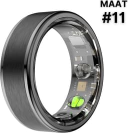 Kuno Smart Ring - Slimme ring - Smart Wearable - Health Ring - Slaap Tracker - Hartslagmeter - Stappenteller - Fitness en Activiteiten Tracker - Calorieen Bijhouden - Geen Abbonement - Waterdicht - voor Mannen en Vrouwen - Zwart - Maat #11 — thumbnail 15