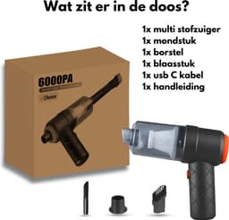 Auto Stofzuiger Draadloos 2.0 - Nat & Droog - Kruimelzuiger - Handstofzuiger - Kruimeldief - Kleine Stofzuiger - Draadloze stofzuiger - Air Duster - Zwart — thumbnail 3