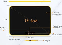 Eszenzics™ Tekentablet XXL - Extra groot 58cm - Kristalhelder - Digitaal Schrijftablet - Tablet kinderen - LCD scherm kleur - Oplaadbaar - Drukgevoelig tekenen — thumbnail 5