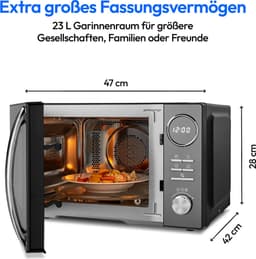 MEDION 3-in-1 magnetron met grill- en heteluchtfunctie (23 liter, 900 watt, 1.000 watt grill, 1.680 watt hetelucht, 10 automatische programma's, ontdooifunctie, display, MD11493) zwart — thumbnail 12