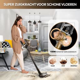 AG4200 Steelstofzuiger Draadloos - Premium Gold - Stofzuiger Zonder Zak - Geschikt voor Dierenharen - Krachtig - Kruimeldief - Draadloze Stofzuigers - Steelstofzuigers - Kruimelzuiger - Compact & Licht - LED verlichting Zuigmond — thumbnail 15