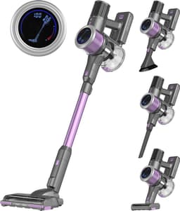 Auronic Steelstofzuiger Draadloos 350W - Draadloze Stofzuiger - HEPA Filter - Zelfstaand - Op Accu - Zonder Zak - Kruimeldief - Vacuum Cleaner - Grijs/Paars — thumbnail 1