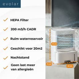 Evolar Luchtreiniger met HEPA-Filter en Ontvochtiger - 200 CADR m3/u - 2-in-1 - Air Purifier - EVO-DH65 — thumbnail 6