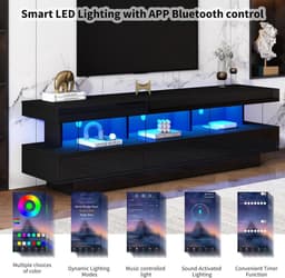 TV Meubel 160 cm met RGB LED Verlichting en Opbergruimte — thumbnail 6