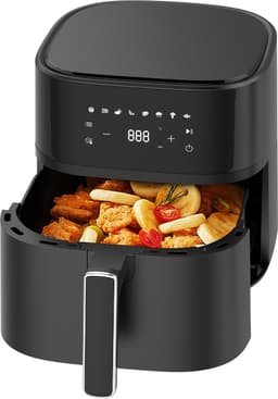 Dewelling 625A Heteluchtfriteuse 6,5L – 1700W Airfryer met Metalen Binnenbak – 80-200°C – Zwart — thumbnail 1