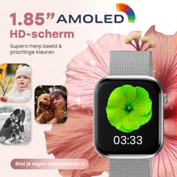 Bizoule Smartwatch Beso - Smartwatch Dames & Heren - Zilver - AMOLED Full HD Scherm - 40mm - Horloge met Belfunctie - Bloeddrukmeter - Stappenteller - Android en iOS — thumbnail 7