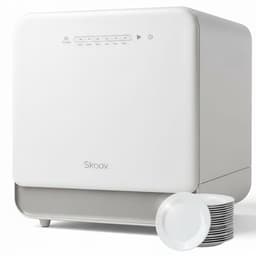 Skoov Mini Vaatwasser met waterreservoir - 3 couverts - 6 wasprogramma's - Extra stil - Kleine smalle vrijstaande afwasmachine - Camping - Wit — thumbnail 1